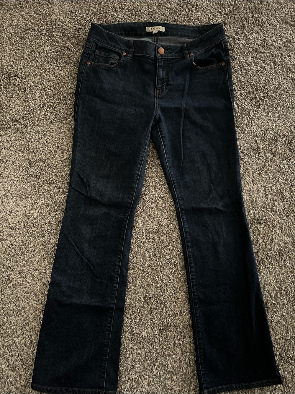 CAbi Dark Denim Size 8 Flare Jeans